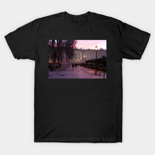 Royal Palace, Palace, Palacio Real, Plaza de Oriente, dusk, Madrid, Spain, Europe T-Shirt